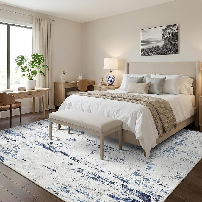 GarveeHome 5x7 Abstract Area Rug Neutral Washable Living Room Bedroom Rug | Large Modern Low Pile Non Slip Floor Mat Carpet Indoor Accent Rug for Dining Room Playroom Nursery Home Decor
