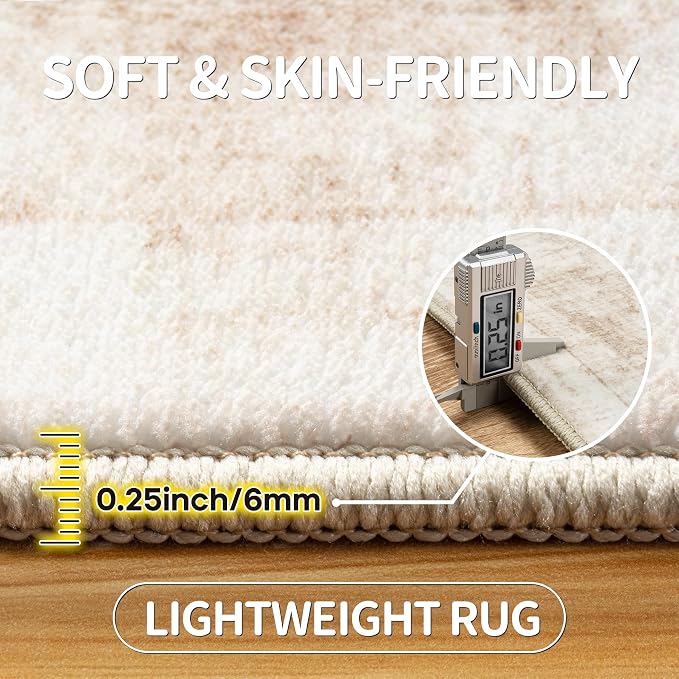 9x12 Area Rugs for Living Room Rug Washable: Modern Large Rug for Dining Room Bedroom Carpet Non Slip 9 by 12 Indoor Abstract Nursery Home Office Beige White