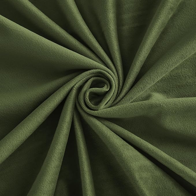 RYB HOME Back Tab Velvet Curtains, Thermal Insulated Privacy Protect Decorative Drapes for Living Room Home Theater, Olive Green, W 52 x L 120 inches, 2 Panels Set