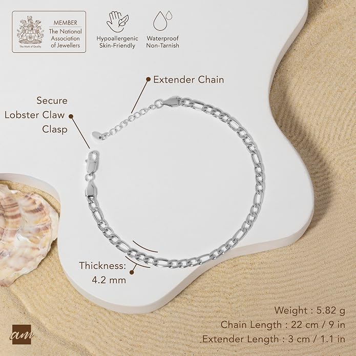 Amberta Silver Gold Waterproof Ankle Bracelets for Women | Boho Layered Anklets for Women | Summer Jewelry, Adjustable Ankle Chain Beaded Rope Heart