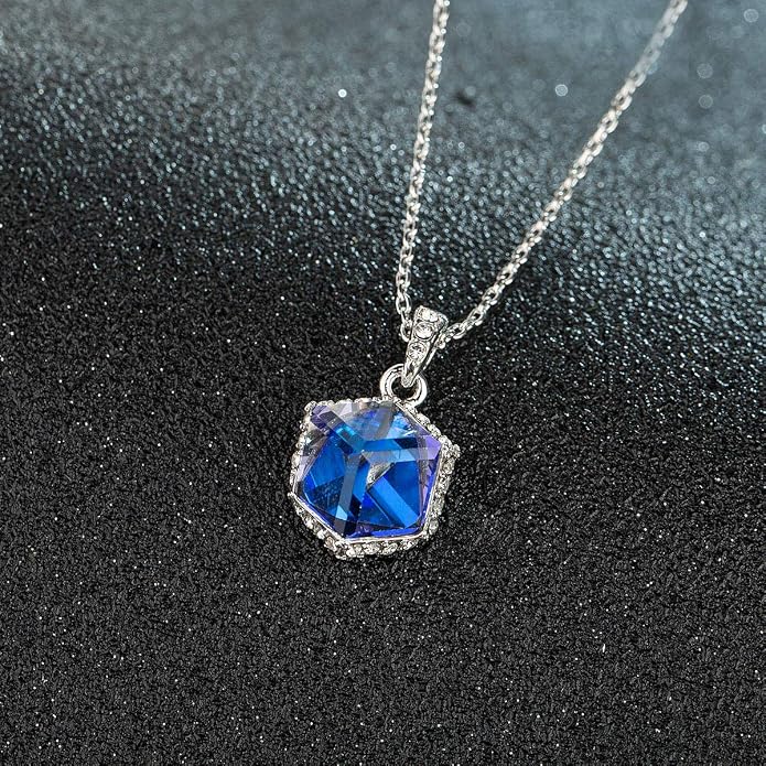 EVEVIC Color Changing Cubic Austrian Crystal Pendant Necklaces for Women 14K Gold Plated Hypoallergenic Jewelry