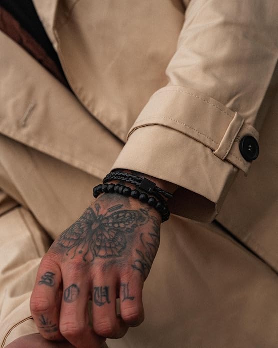Forge & Foundry Faceted Matte Black Onyx Stone Beaded Bracelet | Custom Signature Stainless Steel Bead | ‘Pindar’ | 8mm and 10mm Bead Desgins | Refined Hand-Crafted Jewelry