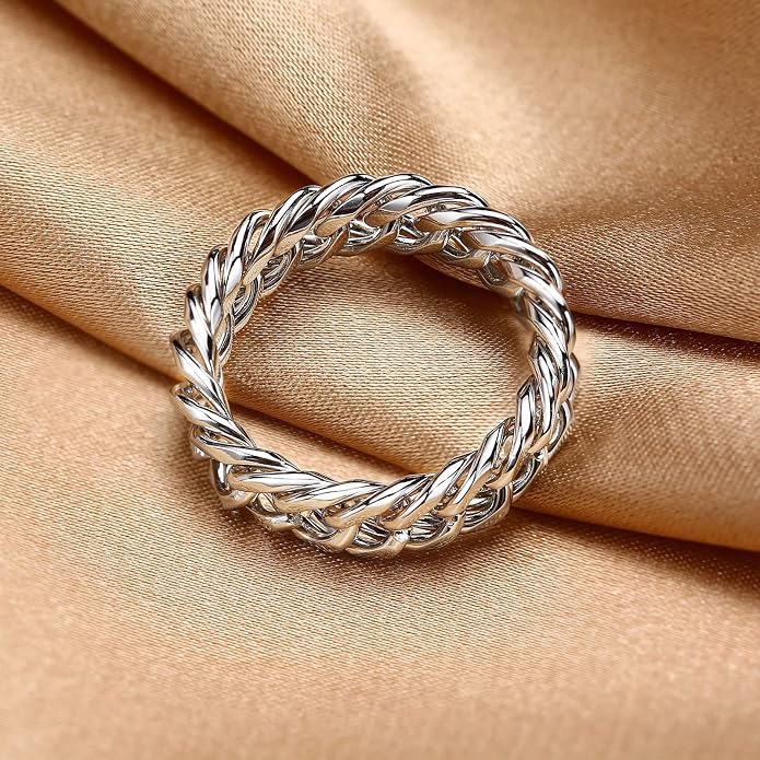 6mm Minimalist 18K Gold Stainless Steel Rings Women Link Chain Ring Finger Rings