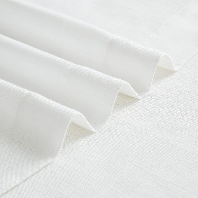 Vision Home White Pinch Pleated Semi Sheer Curtains Textured Light Filtering Window Curtains 72 inch for Living Room Bedroom Rayon Blended Pinch Pleat Drapes with Hooks 2 Panels 40" Wx72 L