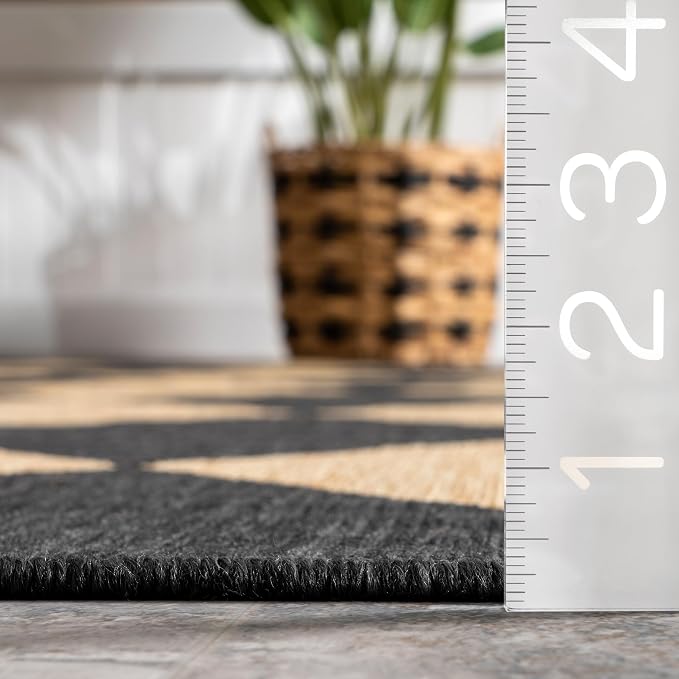 Nuloom Outdoor Performance Collection Sabina Dark Grey/Ivory, 4' x 6', Soft, High Traffic, Stain Resistant, Easy Clean, Durable Area Rug for Indoor/Outdoor Patio, Deck, Porch, Garden, Courtyard