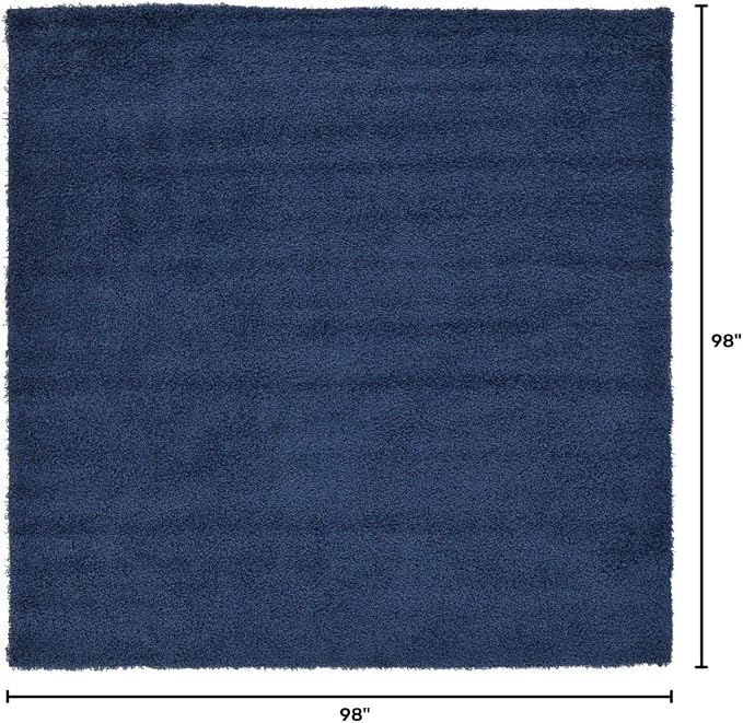 Unique Loom Solid Shag Collection Area Rug (8' 2" Square, Sapphire Blue/ Navy Blue)
