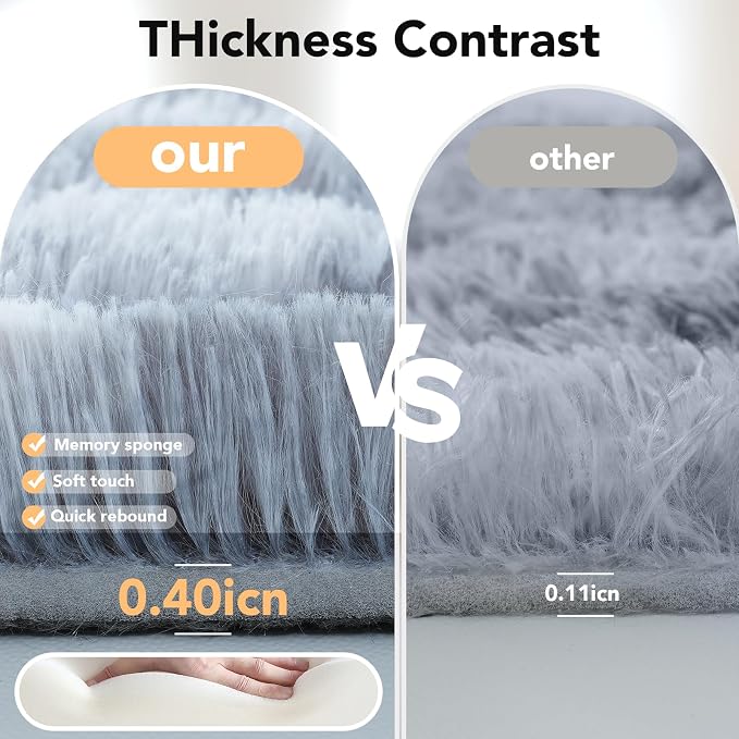 Fluffy Area Rug for Living Room: 6x9 Shag Rugs for Living Room- 6x9 Feet Fluffy Rugs- Shag Tie-Dyed Light Grey Rugs Soft Fuzzy Carpets for Bedroom, Nursery (Tie-Dyed Light Grey,6x9)