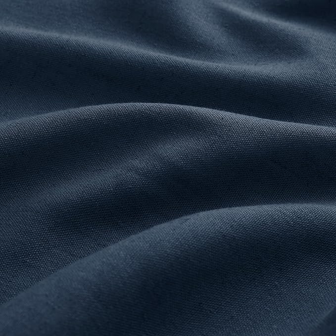 Aersas Denim Blue Pinch Pleated Linen Curtains 102 Inch Length 2 Panels for Living Room Bedroom Semi Sheer Window Curtain Boho Neutral Back Tab Pinch Pleat Drape with Hooks 40x102