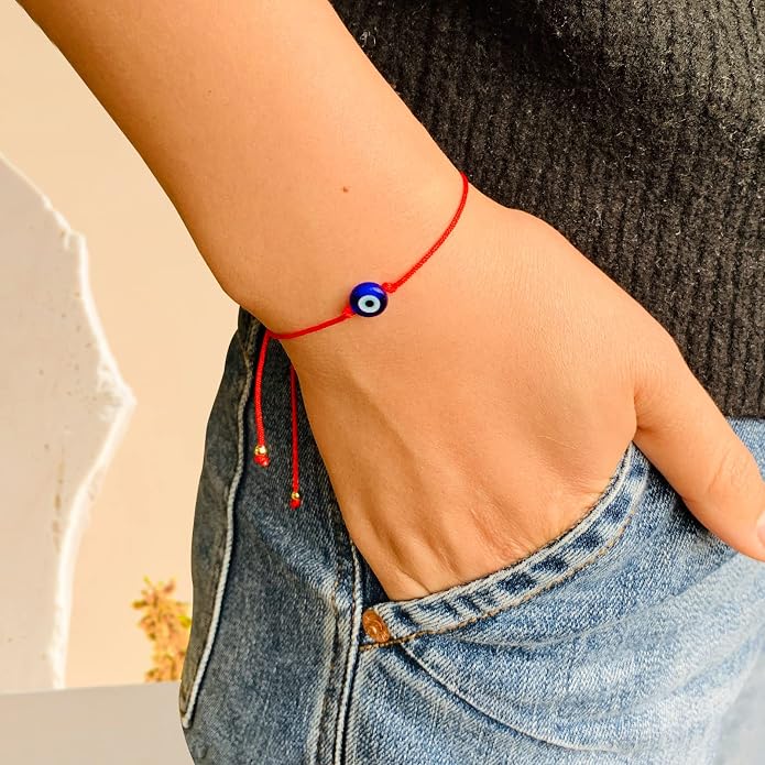 4 Pcs Evil Eye Bracelets & Anklet - Handmade Evil Eye Jewelry for Women's Protection