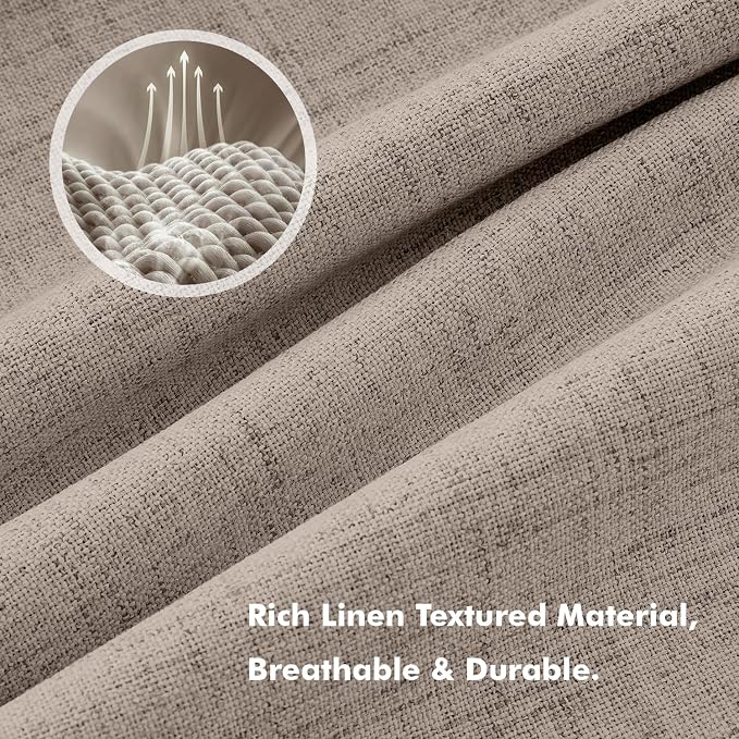 MIULEE 100% Blackout Linen Curtains for Bedroom 42 x 96 Inch 2 Panels | Thermal Insulated, Room Darkening Drapes for Living Room, Back Tab Rod Pocket Pinch Pleated, Solid Luxury Decor