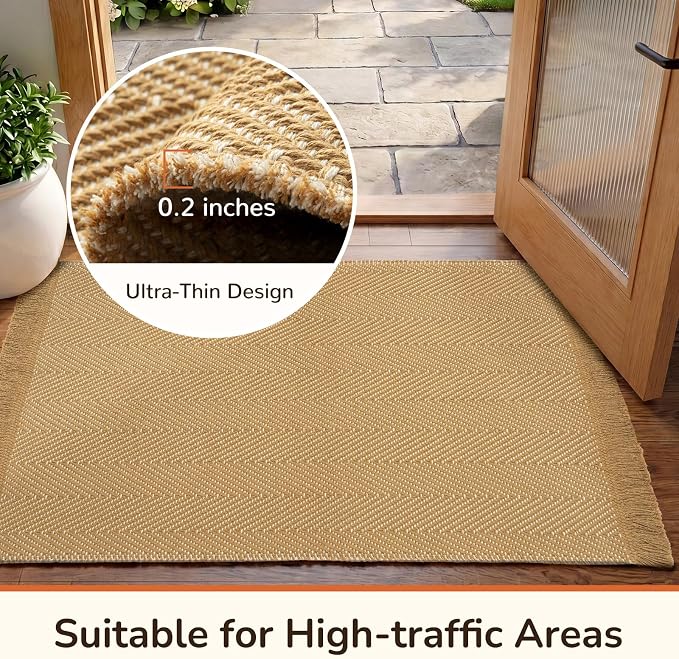 5x7 Washable Boho Area Rug with Tassels for Living Room Red Beige | Vacuum Friendly, Machine Washable, Non-Slip Rug, Modern Farmhouse Neutral Decor Carpet, Bedroom Dining Room Office Kitchen