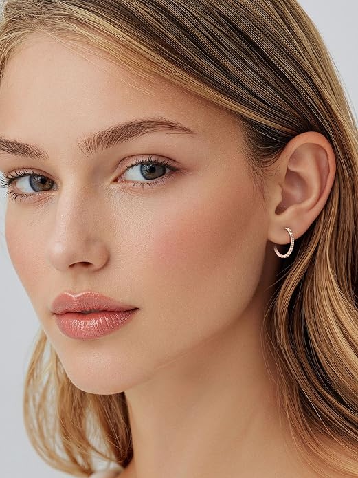 PROSTEEL Hoop Earrings for Women, Huggie Hoop with 925 Sterling Silver Post, 8/10/12/14/16/18/20mm Small Huggie Hoops, 14K Gold Plated/Silver/Black/Rose Gold Hypoallergenic Earrings Jewelry