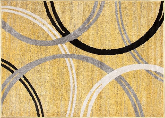 Rugshop Wavy Circles Jute Backing Accent Area Rug Yellow 2' x 3'