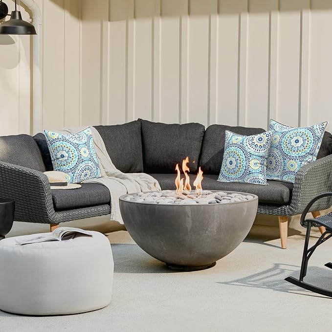 LVTXIII Outdoor Throw Pillows Set of 2, Patio Waterproof Pillows Fade Resistant Accent Pillows for Home and Garden Furniture Decoration, 18"x18", Delancey Baltic