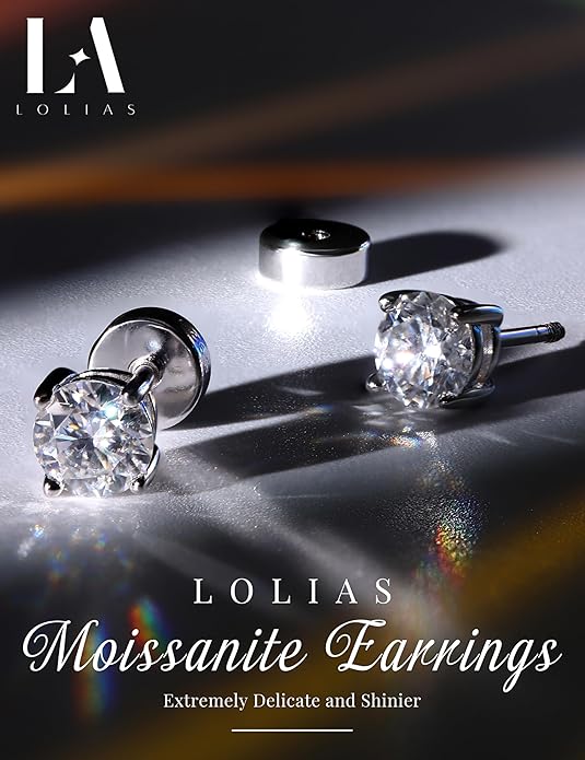 Moissanite Earrings for Men Women：Hypoallergenic Flat Back Earrings 925 Sterling Silver Stud Earring Small D Color VVS1 Moissanite 14K White Gold Plated Helix Cartilage Earring Studs Gift Jewelry