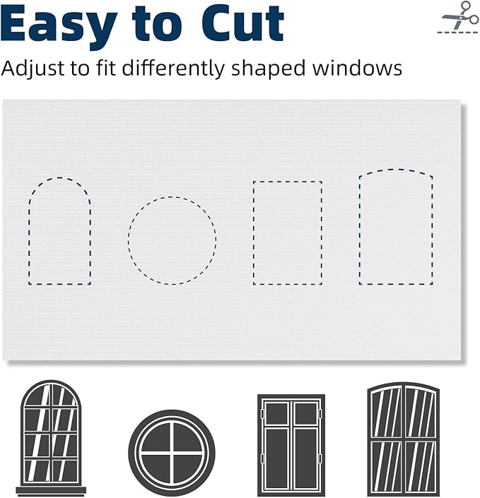 NIGHTON Portable Blackout Curtains 40"×60", Strong Hook and Loop Tape Strips with Adhesive, Cuttable Blackout Window Cover, 100% Black Out Material Blinds for Baby Nursery or Travel - White - 10