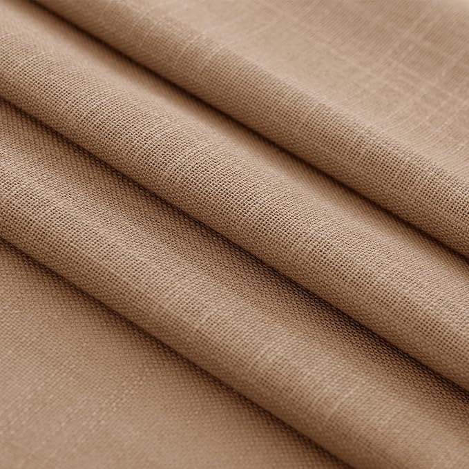 Brown Curtains for Living Room Back Tab Modern Farmhouse Semi Sheer Brown Curtains 45 inches Long 2 Panels Set Muted Neutral Window Curtain for Dining Room Bedroom 52x45