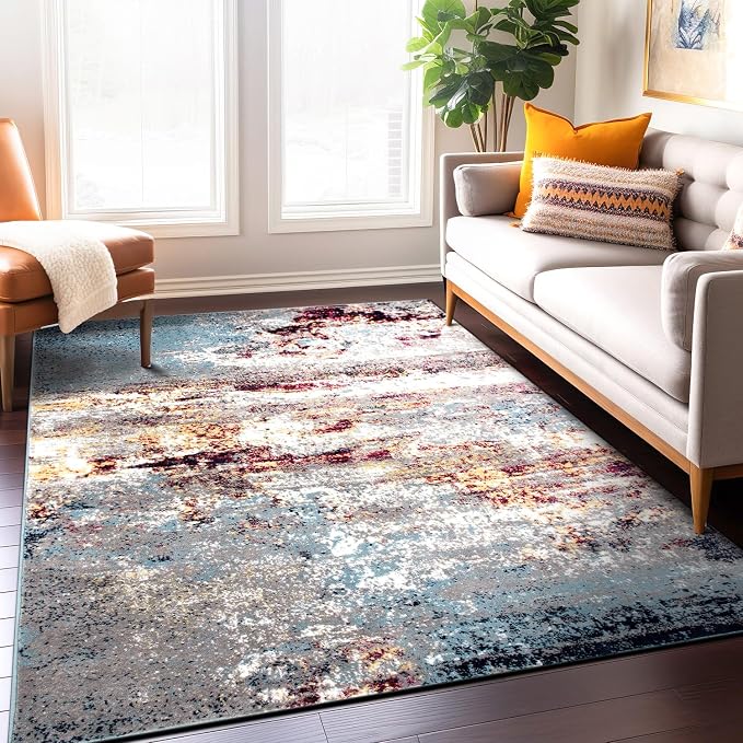 Rugshop Watercolor Distressed Modern Bohemian Area Rug Multi 7'10" x 10'