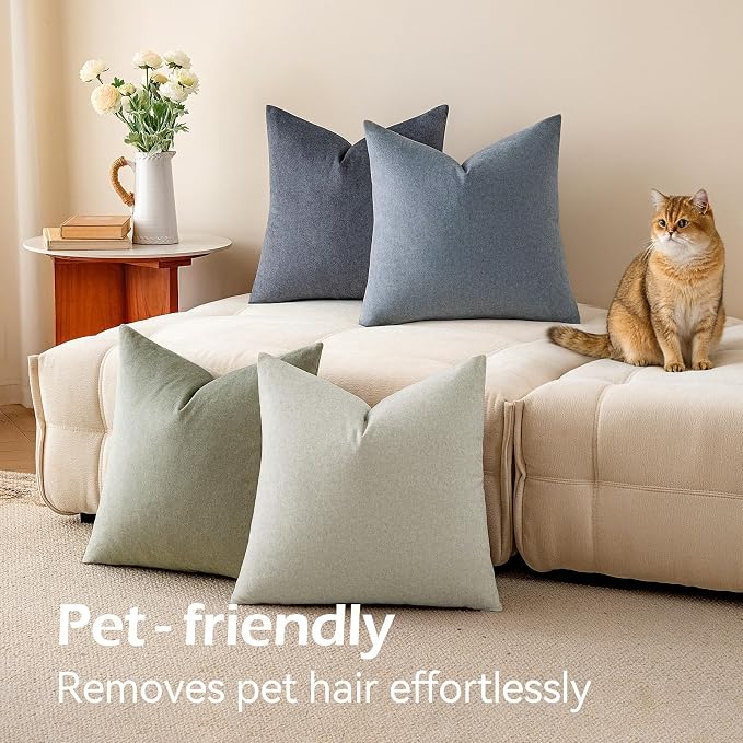a moment Waterproof Throw Pillow Covers Set of 4,22x22 Inch Outdoor Stain Resistant Pet Friendly Pillowcases Cushion Covers for Patio Sofa and Living Room,Seaside Mist