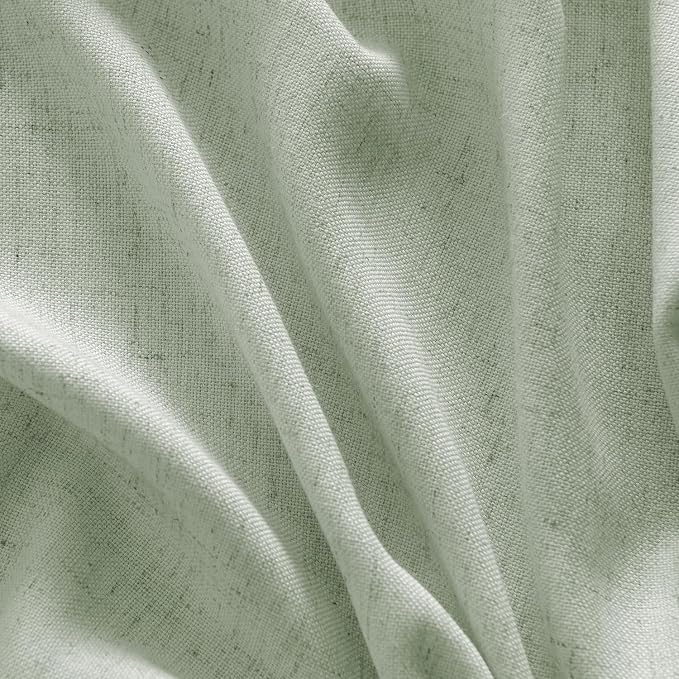 MIULEE Non-See-Through Privacy Linen Curtains 52W x 72L Inch Light Green | 2 Panels, Light Filtering, Semi Sheer Window Curtains, Farmhouse Textured, Back Tab Drapes for Bedroom Living Room