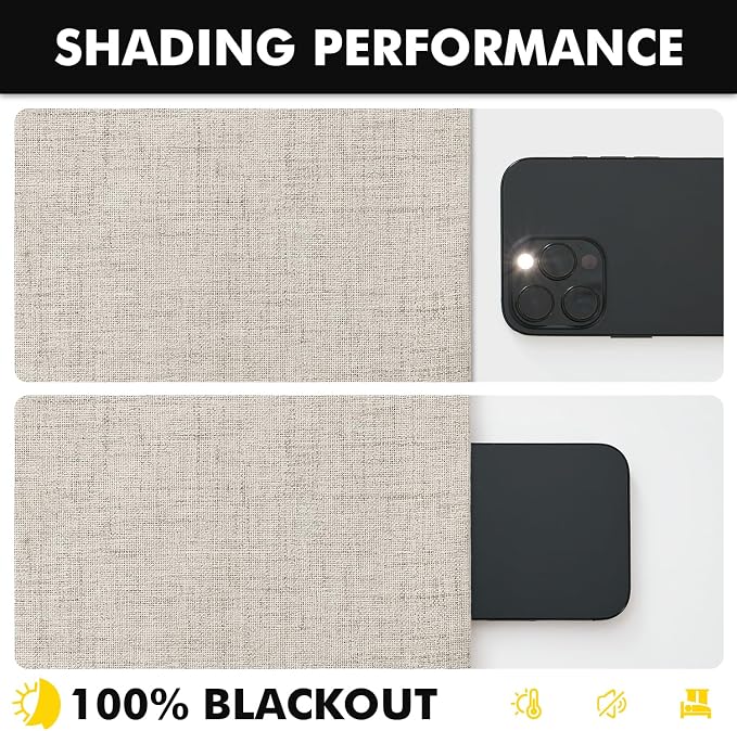 MIULEE 100% Blackout Linen Curtains for Bedroom 42 x 84 Inch Stone 2 Panels | Thermal Insulated, Room Darkening Drapes for Living Room, Back Tab Rod Pocket Pinch Pleated, Solid Luxury Decor