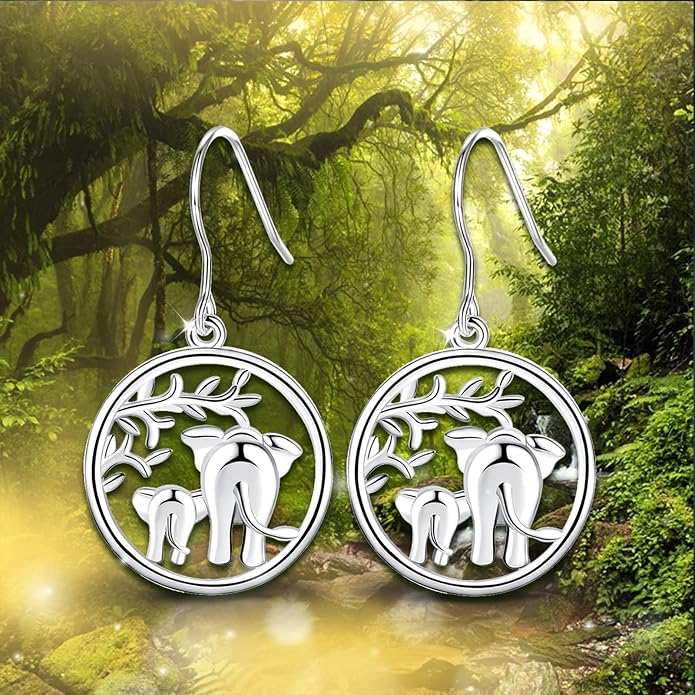 AEONSLOVE Elephant Sterling Silver Earrings, Elephant Jewelry for Women, Mother's Day Gift
