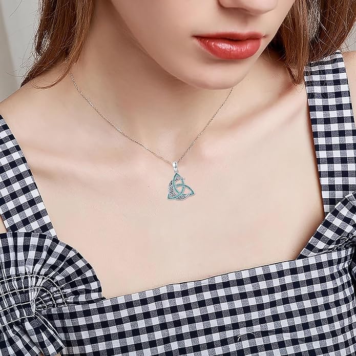 CHENGHONG Celtic Moon Necklace for Women 925 Sterling Silver Celtic Knot Moonstone Pendant Necklace Crescent Irish Necklaces Celtics Jewelry Gift for Women Men