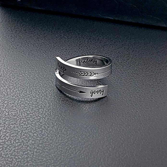Inspirational Rings for Women Statement Stainless Steel Spiral Wrap Twist Ring Encouragement Personalized Jewelry Birthday Gifts