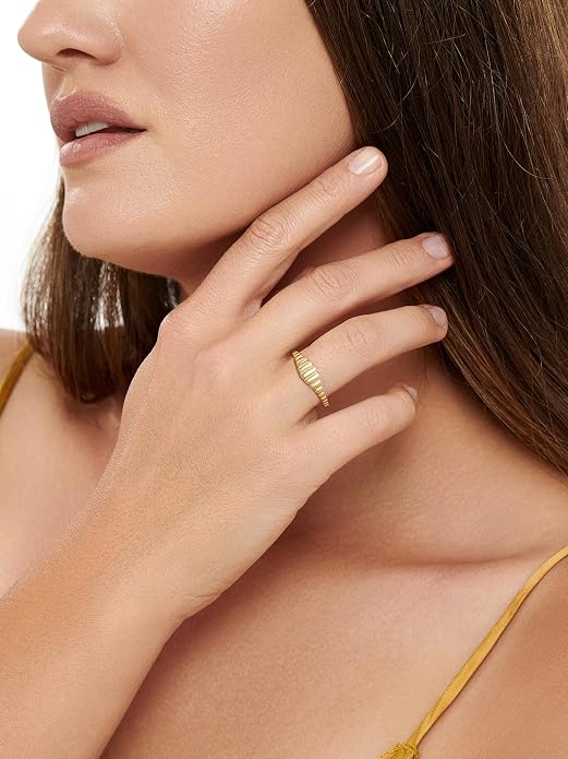 DEVATA Gold or Rhodium Plated Sterling Silver 925 – Eternity, Band Ring for Women – Heart, Knot, Clover, Infinity, Mariner, Cable, Curb, Cuban, Figaro, Daisy, Rope, Ribbed, Dome