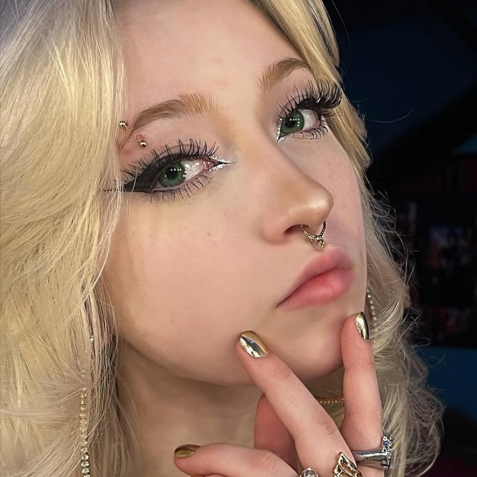 PUNKYOUTH Titanium 16G Septum Nose Ring Clicker Hoop Titanium 316L Surgical Steel Gothic Alternative Piercing Jewelry for Septum Helix Rook Tragus Cartilage Hinged Clicker Hoop with Bat Dragon Spike Eye Design 8mm