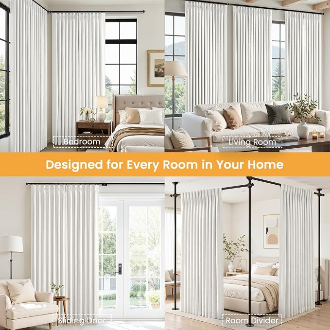 Topfinel 100% Blackout Faux Thick Linen Curtains for Bedroom Beige White Pinch Pleated Drapes with Back Tab for Track System 92 Inch Long for Livingroom,Noise Reducing Cream Drapes for Baby Nursery