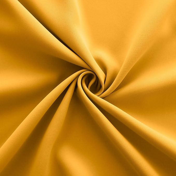 KOUFALL Yellow Cafe Kitchen Curtains 45 Inch Length for Spring Window Treatments,Set of 2 Panels Boho Short Blackout Curtains for Bathroom Window