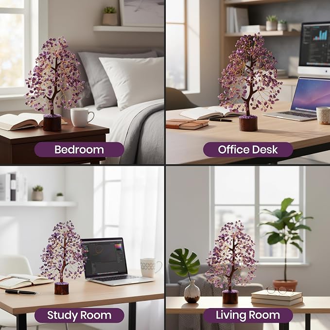 Amethyst Crystal Tree, Chakra Gemstone Gift for Feng Shui Healing