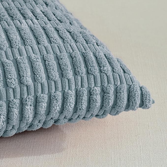 Fancy Homi 4 Packs Decorative Throw Pillow Covers for Living Room Couch Bed, Modern Farmhouse Boho Home Décor Accent Cushion Case, 20" x 20", Light Blue