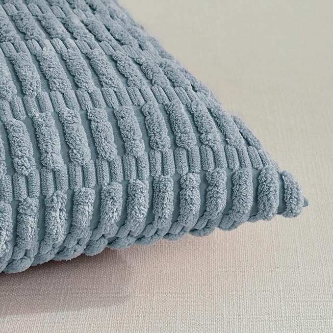 Fancy Homi 4 Packs Decorative Throw Pillow Covers for Living Room Couch Bed, Modern Farmhouse Boho Home Décor Accent Cushion Case, 20" x 12", Light Blue