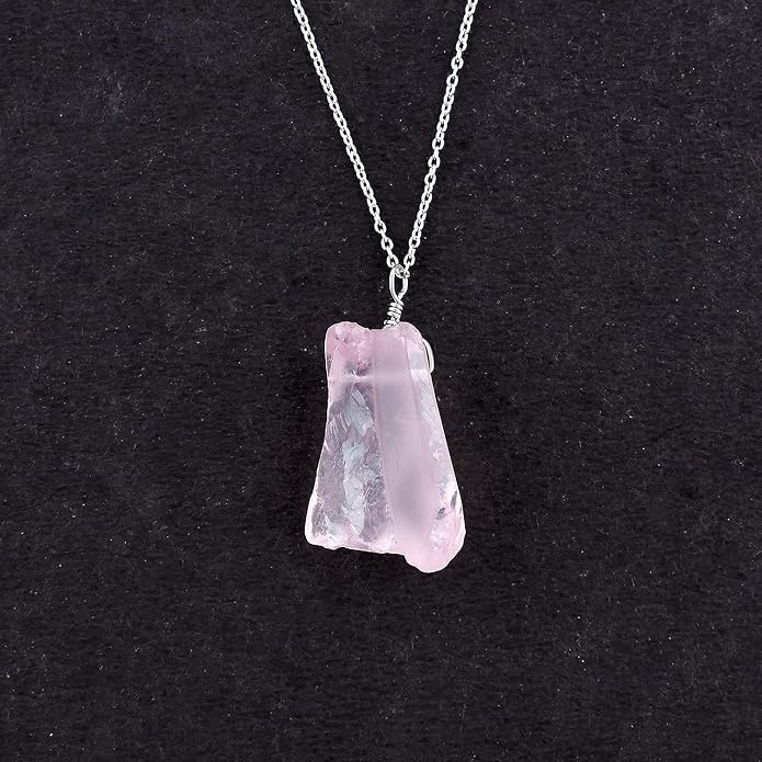 Raw Gemstone Dainty Pendant Necklace for Women, Trendy Healing Chakra Crystal, Birthstone Handmade 925 Sterling Silver Adjustable 18 inch Chain Jewelry, Birthday Gifts