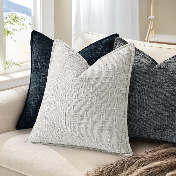 decorUhome Chenille Throw Pillow Covers 12x20 Set of 2,Dark Teal | Soft Texture, Slubby Modern Design, Flange Edges, Cozy Lumbar Accent Pillow Covers for Couch, Sofa, Bed, Living Room