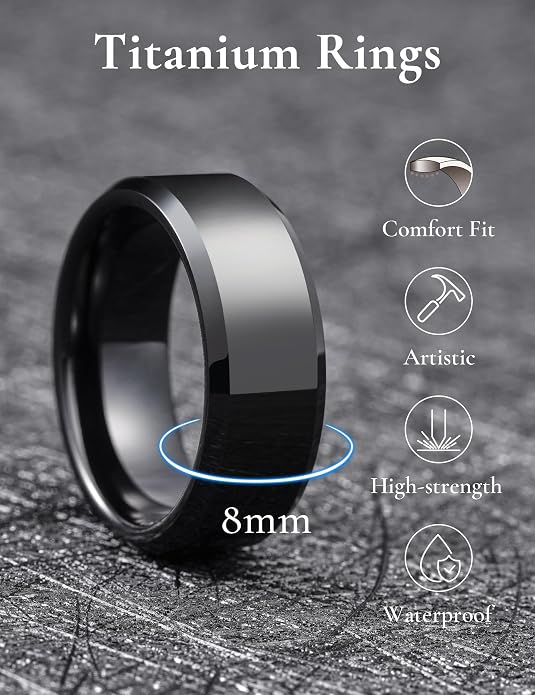 King Will BASIC Men Women 4mm/5mm/6mm/7mm/8mm Titanium Rings Polished Wedding Band Engagement Anniversary Band Comfort Fit