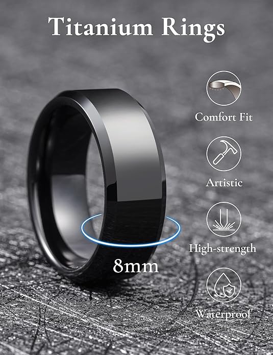 King Will BASIC Men Women 4mm/5mm/6mm/7mm/8mm Titanium Rings Polished Wedding Band Engagement Anniversary Band Comfort Fit