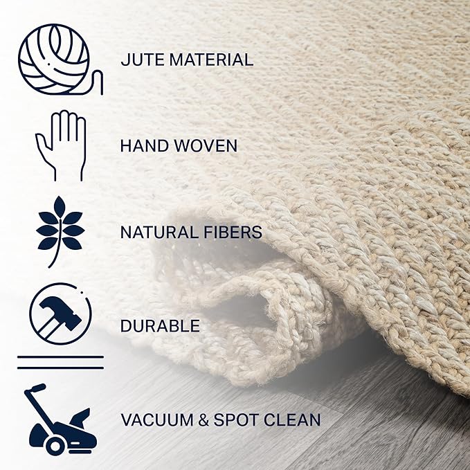 JONATHAN Y Espina Hand Woven Herringbone Chunky Jute Ivory Indoor Area Rug, 5x8, Bohemian, Cottage, Easy-Cleaning for Living Room, Bedroom, Kitchen, Pet Friendly, Non-Shedding (NFR101B-5)