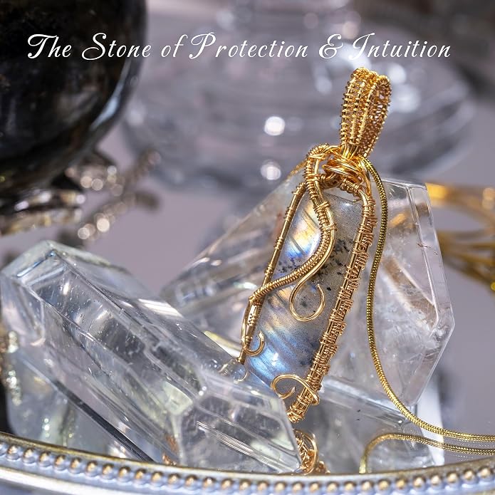 Natural Faceted Labradorite Pendant Necklace – Unique Stone of Magic & Transformation, Iridescent Flash Gemstone Jewelry, Handmade Healing Crystal Gift for Women, Birthday, Anniversary, Spiritual Awakening & Intuition