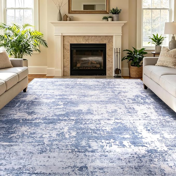 6x9 Area Rugs Living Room Rug Abstract Washable Rug Non-Slip Soft Low Pile Indoor Floor Stain Resistant Thin Carpet for Bedroom Dining Room Home Office Farmhouse Nursery - Teal & Sage Green 6' x 9'