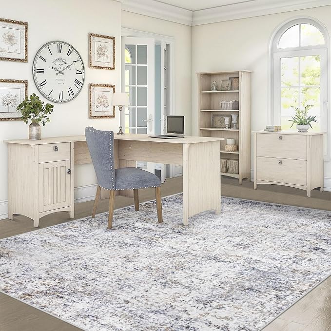 XLUEZ 5x7 Area Rugs for Living Room, Washable Modern Abstract Large Area Rug Neutral Soft Non Slip Kids Rug Stain Resistant Indoor Carpet for Bedroom Nursery Dining Room Playroom(Bluegrey, 5'x7')