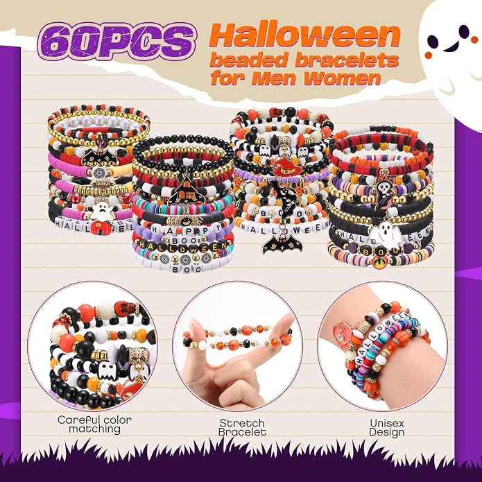 Equsion 100 Pcs Preppy Friendship Bracelets for Women Heishi Surfer Clay Stackable Bead Easter Boho Y2k Bracelets Gifts