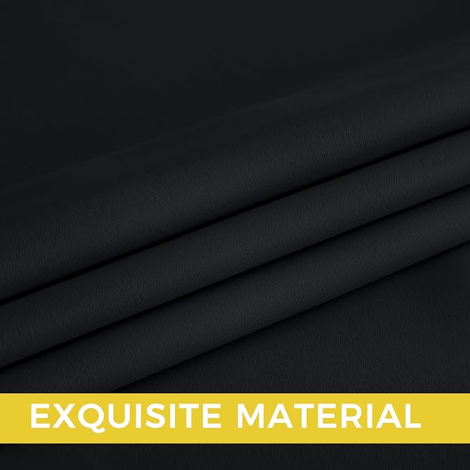 NICETOWN Room Darkening Draperies Curtains Panels, 2 Panels Black W52 x L96