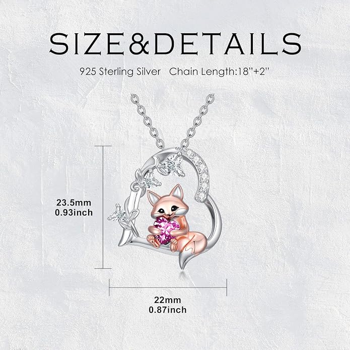 PELOVNY Teddy Bear Necklace for Women 925 Sterling Silver Bear/Highland Cow/Fox/Cat/Axolotl Birthstone Necklace Christmas Birthday Jewelry Gifts for Mom Daughter Wife Sister