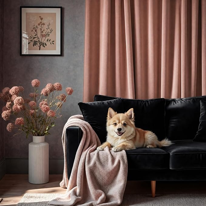 Cinnamon Velvet Curtains 84 Inch Length 2 Panel for Living Room Bedroom Boho Vintage Luxury Blackout Velvet Drapes for Dining Room Darkening Thermal Insulated Curtain 84 Long Back Tab Terracotta Brown