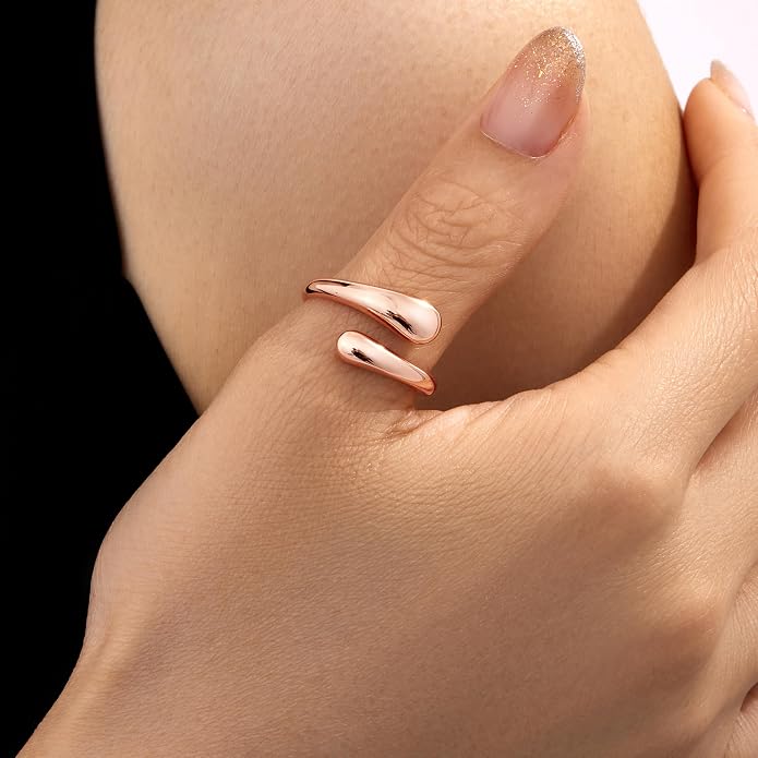 Non Tarnish Gold Chunky Rings for Women, 14K Gold Plated Statement Dome Rings Stacking Silver, Adjustable Mens Eternity Wedding Band Mixed Metal Jewelry Size 3-13