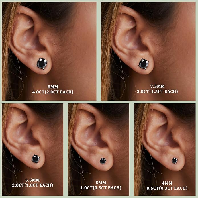 Moissanite Stud Earrings : 18K White Gold Plated Solid 925 Sterling Silver Earring Hypoallergenic Dainty Flat Back Stud Earrings Jewelry for Women Men D Color VVS1 Clarity