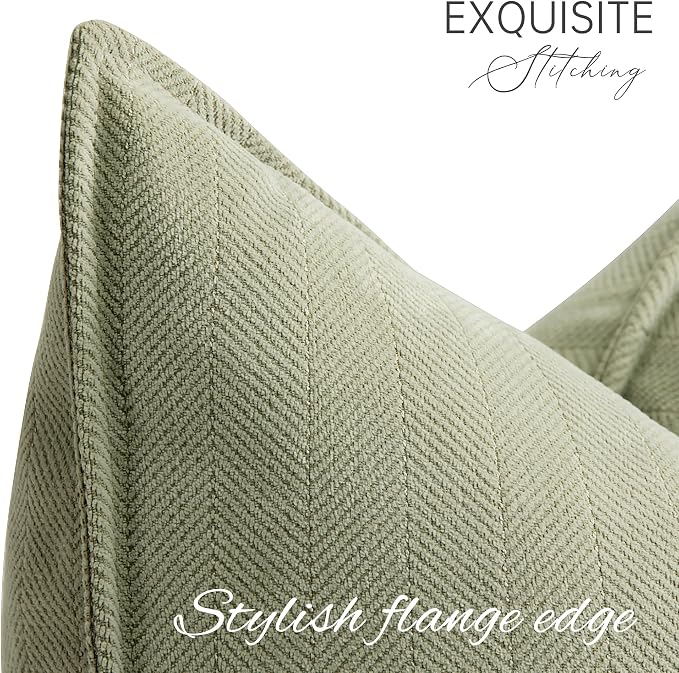 ZWJD Sage Green Pillow Covers 24x24 Set of 2 Chenille Throw Pillow Covers with Elegant Design Soft and Luxurious Decorative Throw Pillows for Couch, Bed, and Home Decor